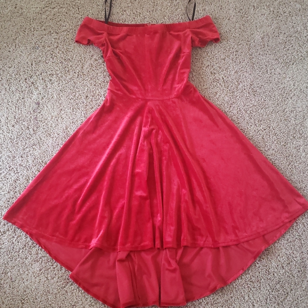 Off the shoulder Irregular Velvet X-Mas Dress